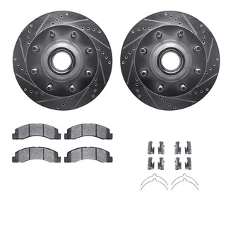 R1 Concepts® - Drilled and Slotted Front Brake Kit with Semi-Metalic Pads