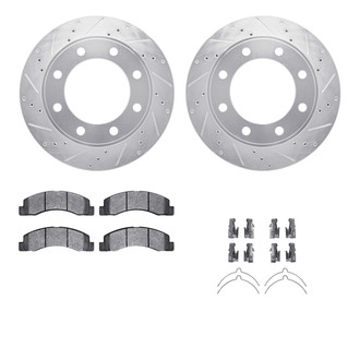R1 Concepts® - Drilled and Slotted Front Brake Kit with Semi-Metalic Pads