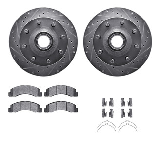 R1 Concepts® - Drilled and Slotted Front Brake Kit with Semi-Metalic Pads