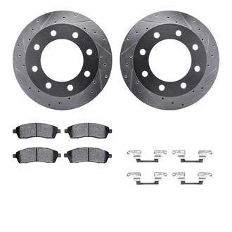 R1 Concepts® - Drilled and Slotted Rear Brake Kit with Semi-Metalic Pads