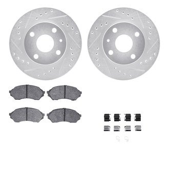 R1 Concepts® - Drilled and Slotted Front Brake Kit with Semi-Metalic Pads