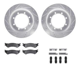 R1 Concepts® - Drilled and Slotted Rear Brake Kit with Semi-Metalic Pads