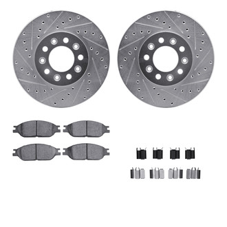 R1 Concepts® - Drilled and Slotted Brake Kit with Semi-Metalic Pads