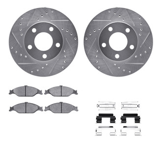 R1 Concepts® - Drilled and Slotted Front Brake Kit with Semi-Metalic Pads