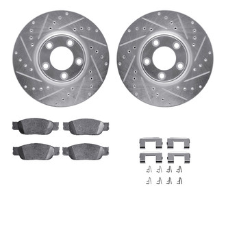 R1 Concepts® - Drilled and Slotted Brake Kit with Semi-Metalic Pads