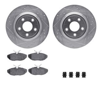 R1 Concepts® - Drilled and Slotted Rear Brake Kit with Semi-Metalic Pads
