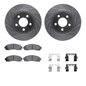 R1 Concepts® - Drilled and Slotted Front Brake Kit with Semi-Metalic Pads