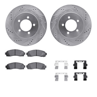 R1 Concepts® - Drilled and Slotted Front Brake Kit with Semi-Metalic Pads