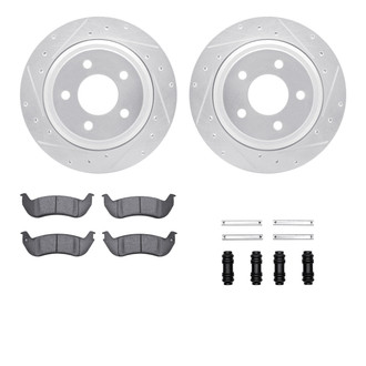 R1 Concepts® - Drilled and Slotted Rear Brake Kit with Semi-Metalic Pads