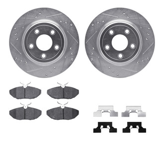 R1 Concepts® - Drilled and Slotted Rear Brake Kit with Semi-Metalic Pads