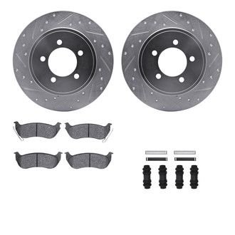 R1 Concepts® - Drilled and Slotted Rear Brake Kit with Semi-Metalic Pads