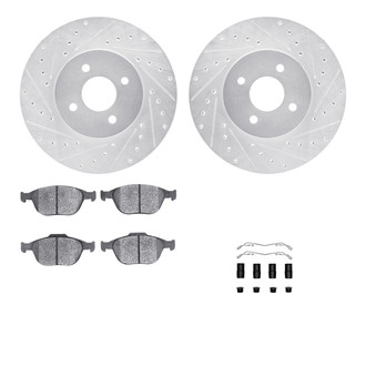 R1 Concepts® - Drilled and Slotted Front Brake Kit with Semi-Metalic Pads