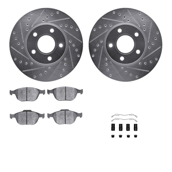  R1 Concepts® - Drilled and Slotted Front Brake Kit with Semi-Metalic Pads