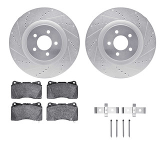 R1 Concepts® - Drilled and Slotted Front Brake Kit with Semi-Metalic Pads