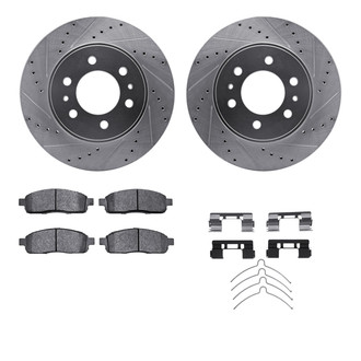 R1 Concepts® - Drilled and Slotted Front Brake Kit with Semi-Metalic Pads