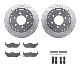 R1 Concepts® - Drilled and Slotted Rear Brake Kit with Semi-Metalic Pads