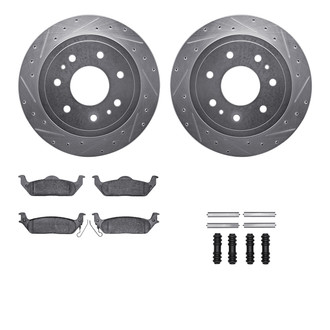 R1 Concepts® - Drilled and Slotted Rear Brake Kit with Semi-Metalic Pads