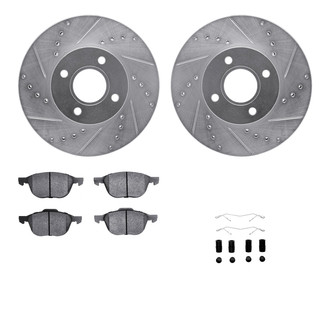 R1 Concepts® - Drilled and Slotted Front Brake Kit with Semi-Metalic Pads