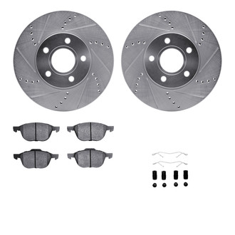 R1 Concepts® - Drilled and Slotted Front Brake Kit with Semi-Metalic Pads