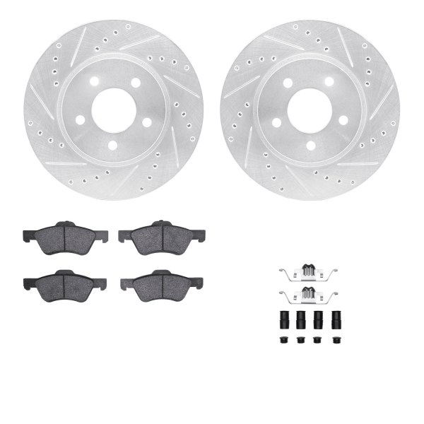  R1 Concepts® - Drilled and Slotted Front Brake Kit with Semi-Metalic Pads