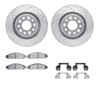 R1 Concepts® - Drilled and Slotted Brake Kit with Semi-Metalic Pads
