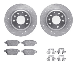 R1 Concepts® - Drilled and Slotted Rear Brake Kit with Semi-Metalic Pads