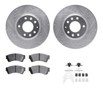 R1 Concepts® - Drilled and Slotted Front Brake Kit with Semi-Metalic Pads