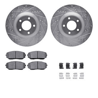 R1 Concepts® - Drilled and Slotted Front Brake Kit with Semi-Metalic Pads