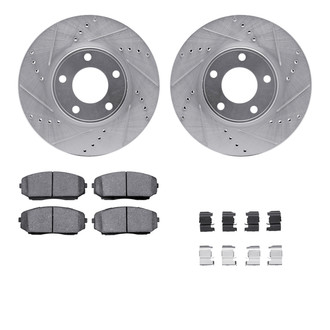 R1 Concepts® - Drilled and Slotted Front Brake Kit with Semi-Metalic Pads