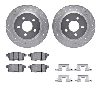 R1 Concepts® - Drilled and Slotted Rear Brake Kit with Semi-Metalic Pads