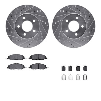 R1 Concepts® - Drilled and Slotted Front Brake Kit with Semi-Metalic Pads