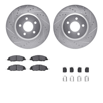 R1 Concepts® - Drilled and Slotted Front Brake Kit with Semi-Metalic Pads