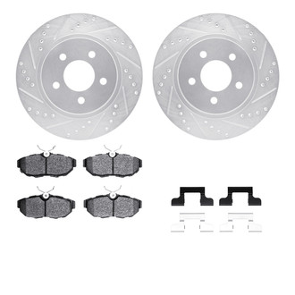 R1 Concepts® - Drilled and Slotted Rear Brake Kit with Semi-Metalic Pads
