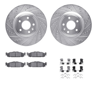 R1 Concepts® - Drilled and Slotted Front Brake Kit with Semi-Metalic Pads