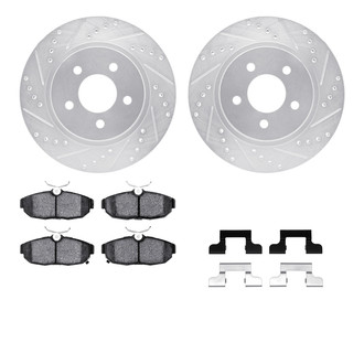 R1 Concepts® - Drilled and Slotted Rear Brake Kit with Semi-Metalic Pads