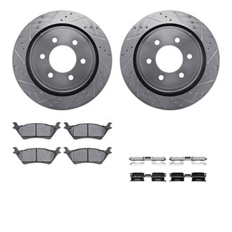 R1 Concepts® - Drilled and Slotted Rear Brake Kit with Semi-Metalic Pads