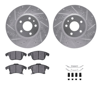 R1 Concepts® - Drilled and Slotted Front Brake Kit with Semi-Metalic Pads