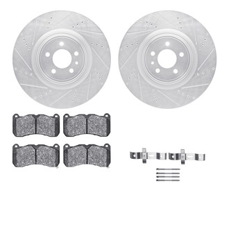 R1 Concepts® - Drilled and Slotted Front Brake Kit with Semi-Metalic Pads