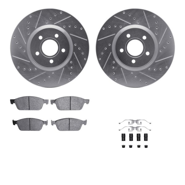  R1 Concepts® - Drilled and Slotted Front Brake Kit with Semi-Metalic Pads