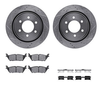 R1 Concepts® - Drilled and Slotted Rear Brake Kit with Semi-Metalic Pads
