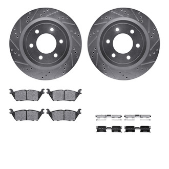 R1 Concepts® - Drilled and Slotted Brake Kit with Semi-Metalic Pads