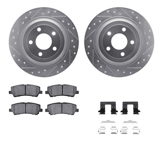 R1 Concepts® - Drilled and Slotted Rear Brake Kit with Semi-Metalic Pads