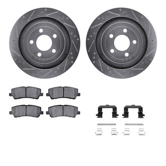 R1 Concepts® - Drilled and Slotted Rear Brake Kit with Semi-Metalic Pads