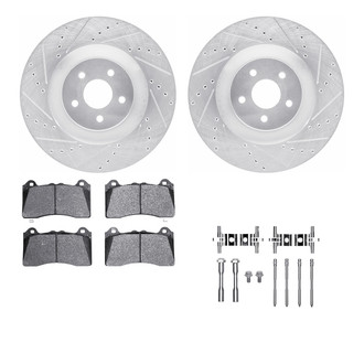 R1 Concepts® - Drilled and Slotted Front Brake Kit with Semi-Metalic Pads