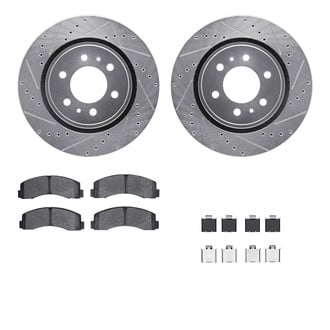 R1 Concepts® - Drilled and Slotted Brake Kit with Semi-Metalic Pads