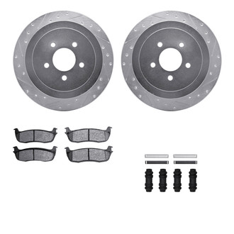 R1 Concepts® - Drilled and Slotted Rear Brake Kit with Semi-Metalic Pads