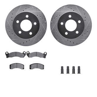 R1 Concepts® - Drilled and Slotted Front Brake Kit with Semi-Metalic Pads