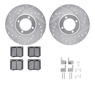 R1 Concepts® - Drilled and Slotted Front Brake Kit with Semi-Metalic Pads