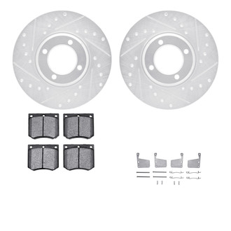 R1 Concepts® - Drilled and Slotted Front Brake Kit with Semi-Metalic Pads