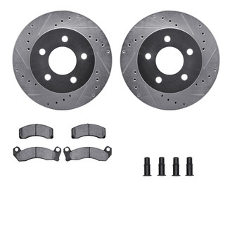 R1 Concepts® - Drilled and Slotted Front Brake Kit with Semi-Metalic Pads